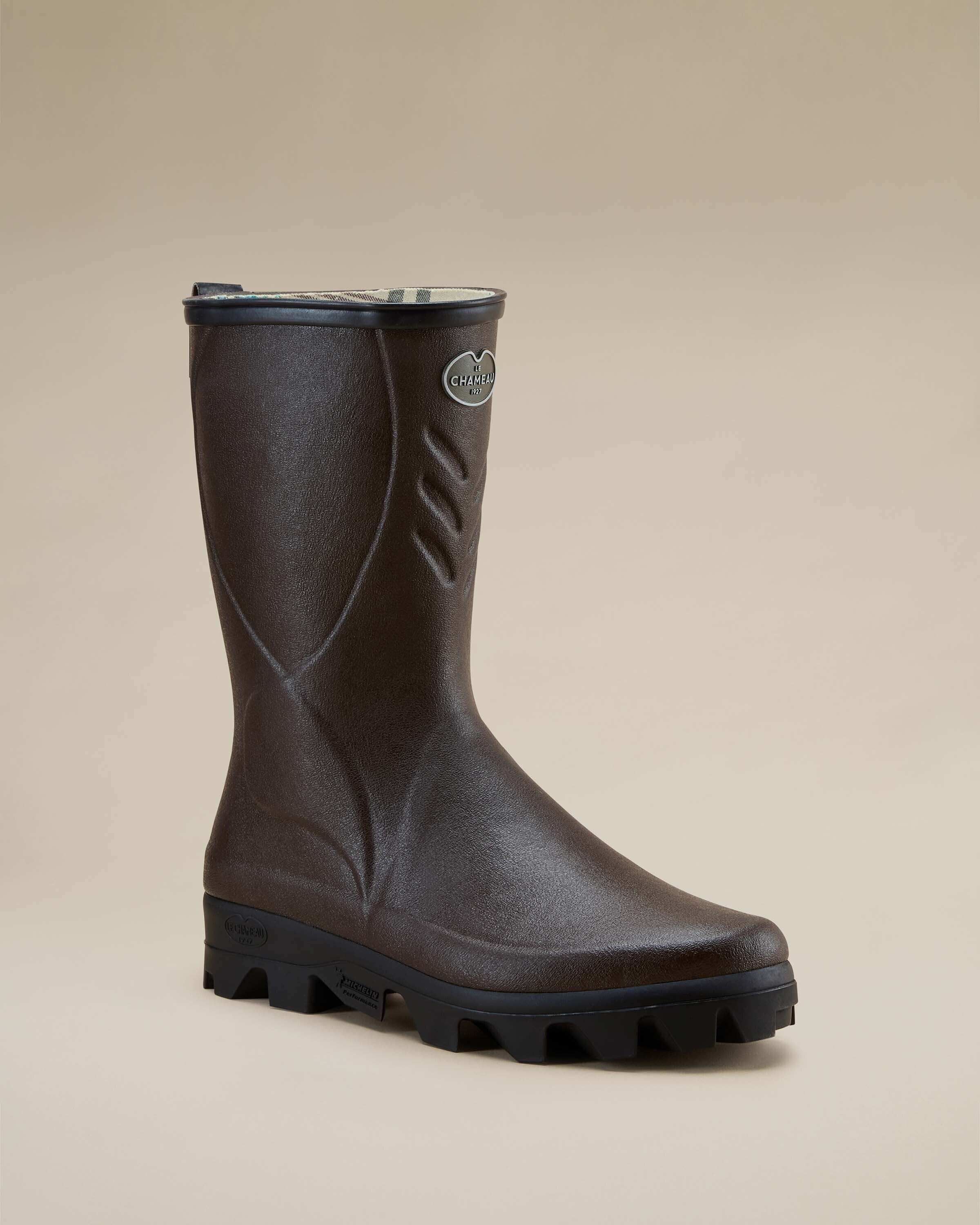 Men's Cérès Jersey Lined Short Wellington Boot - Dark Brown - Image 10
