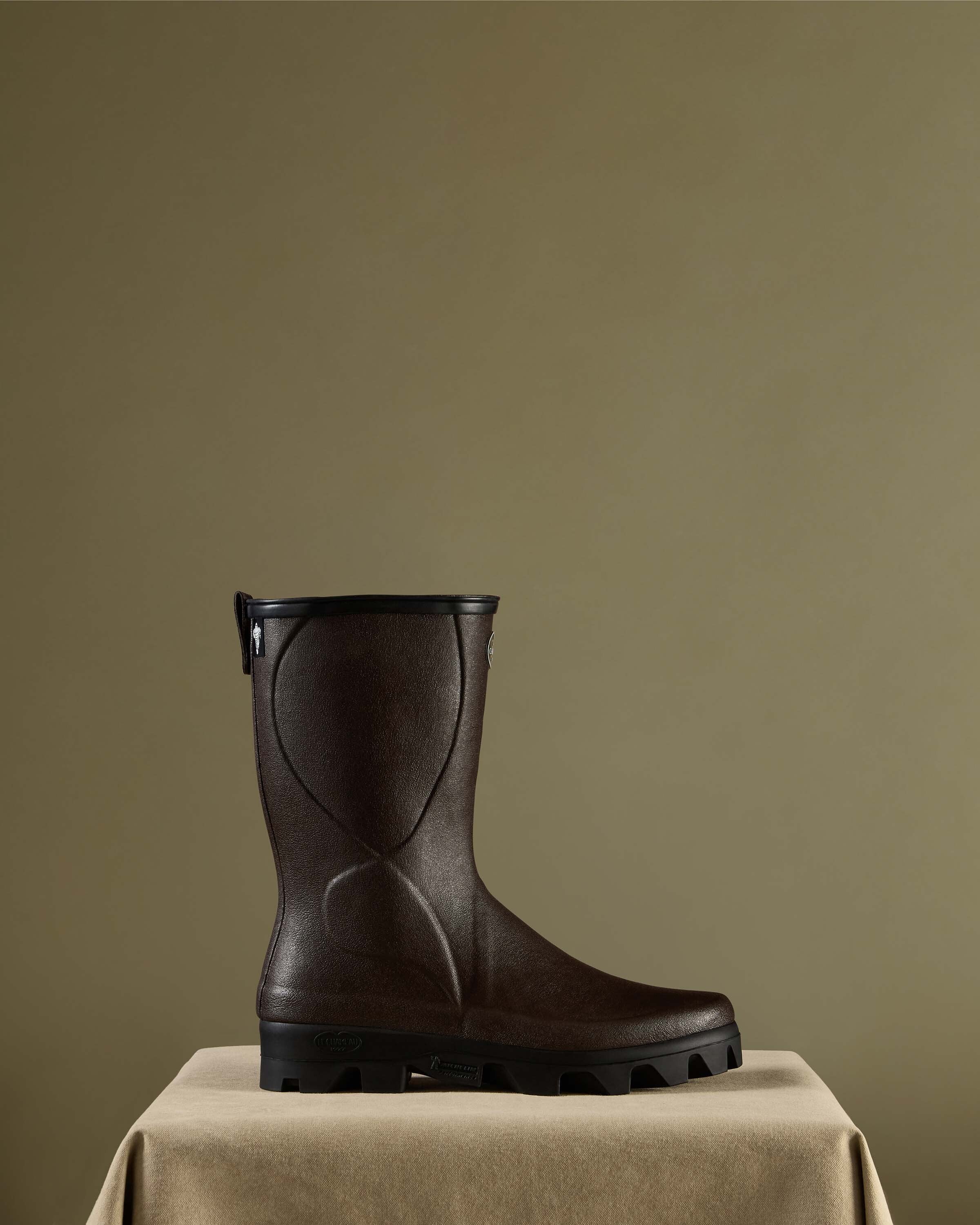 Men's Cérès Jersey Lined Short Wellington Boot - Dark Brown - Image 7