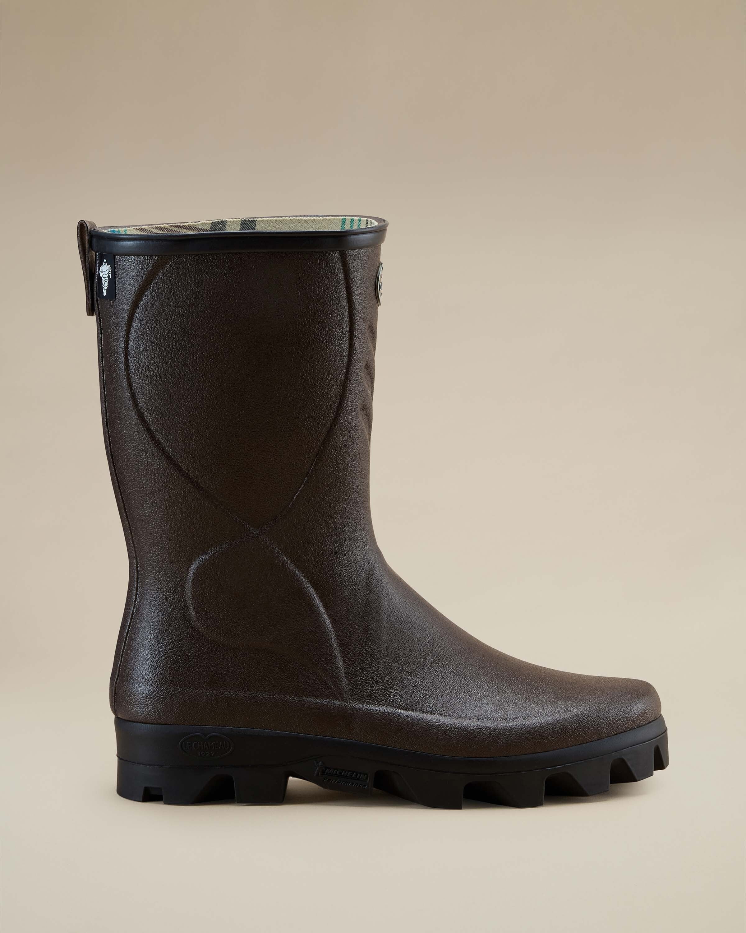 Men's Cérès Jersey Lined Short Wellington Boot - Dark Brown - Image 9