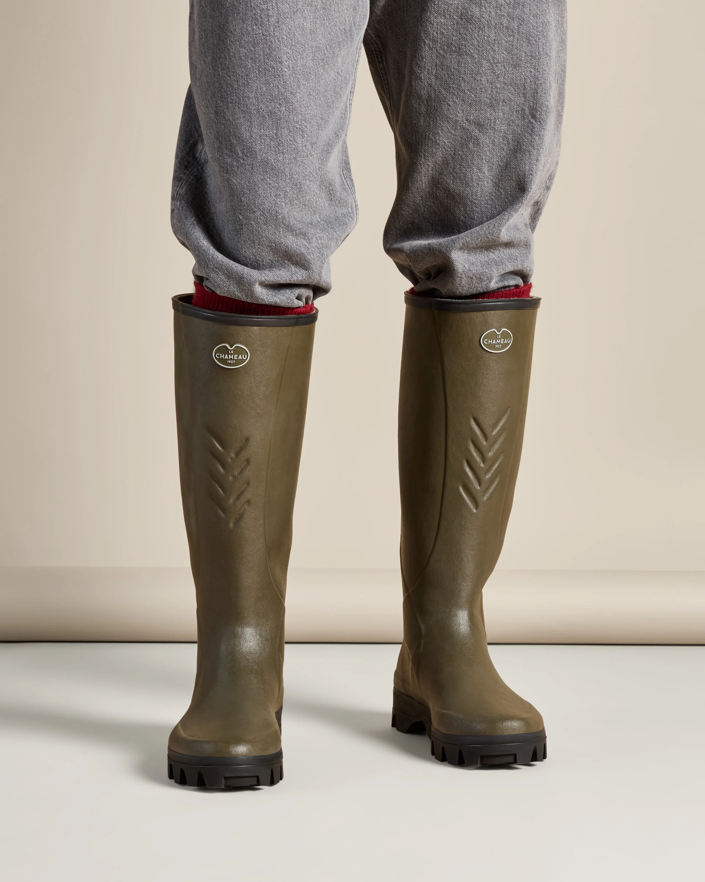 Men's Cérès Jersey Lined Wellington Boot - Chameau Green - Image 6