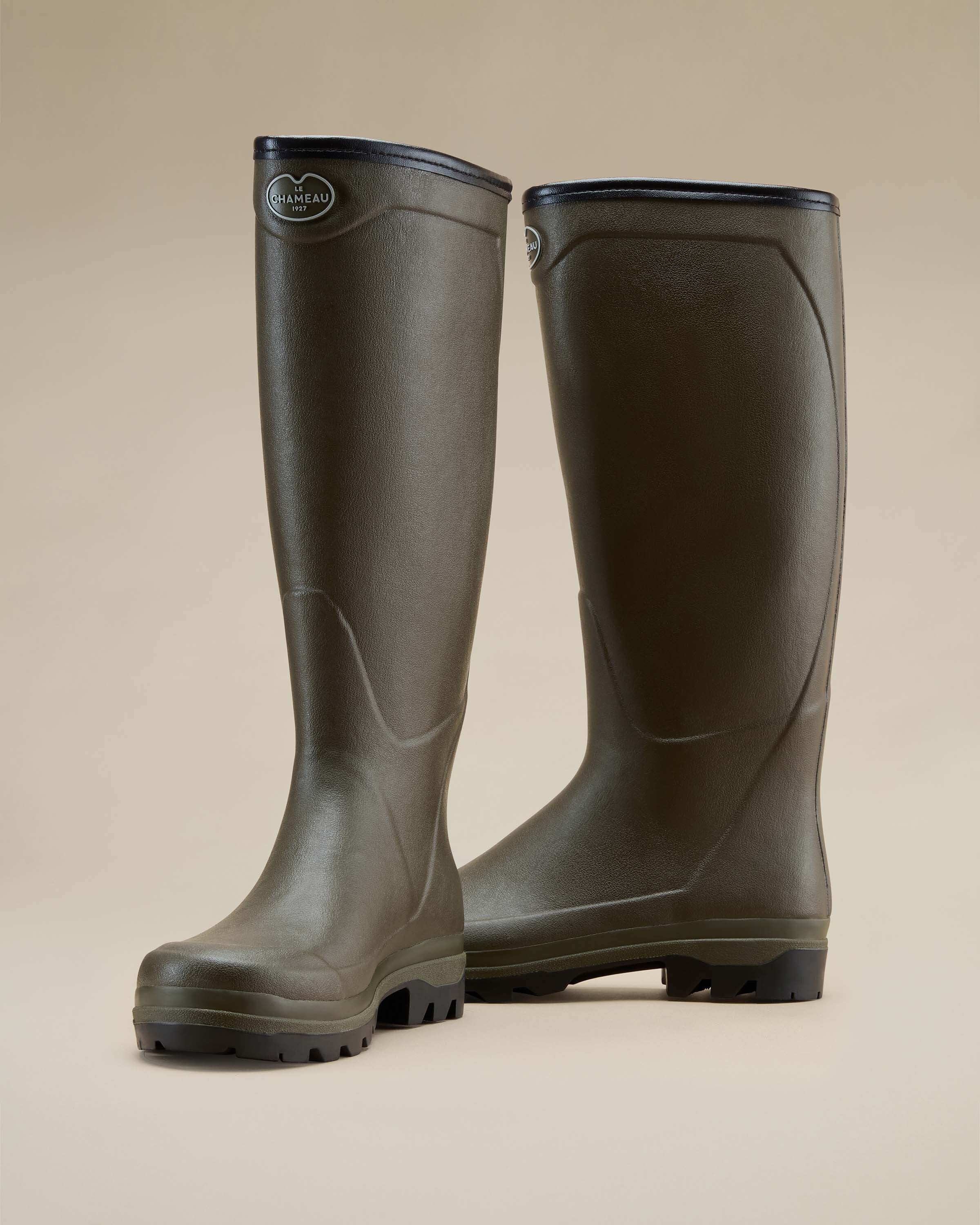 Men's Country Cross Jersey Lined Wellington Boot - Chameau Green - Image 5