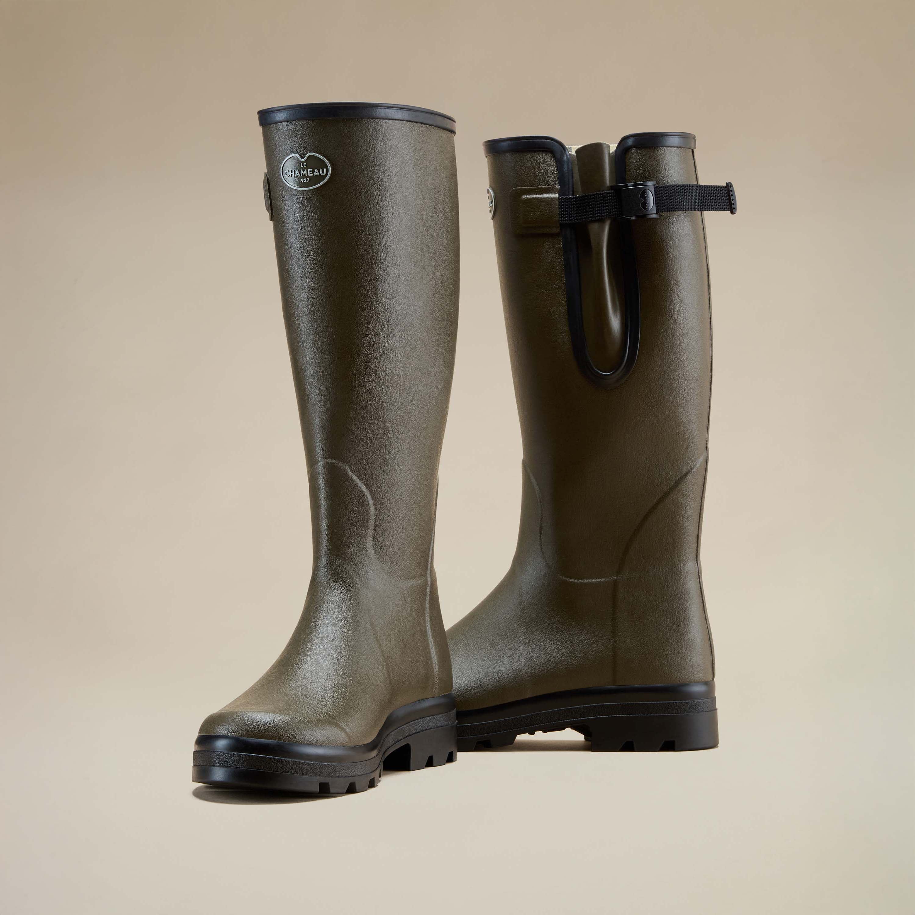 Men's Vierzon Jersey Lined Wellington Boot - Chameau Green - Image 5