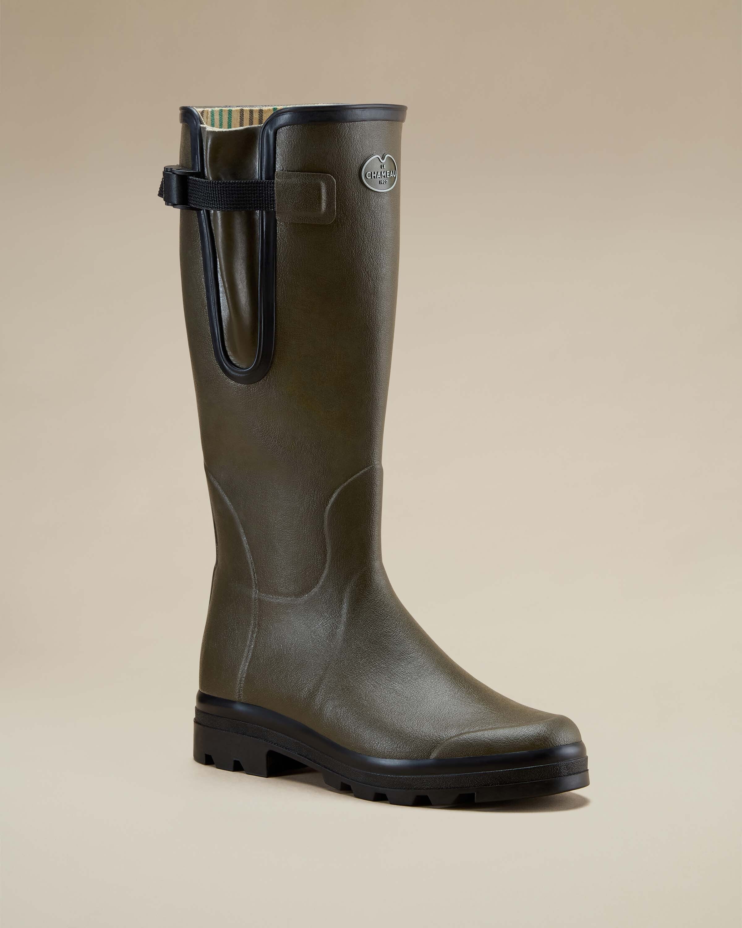 Men's Vierzon Jersey Lined Wellington Boot - Chameau Green - Image 8