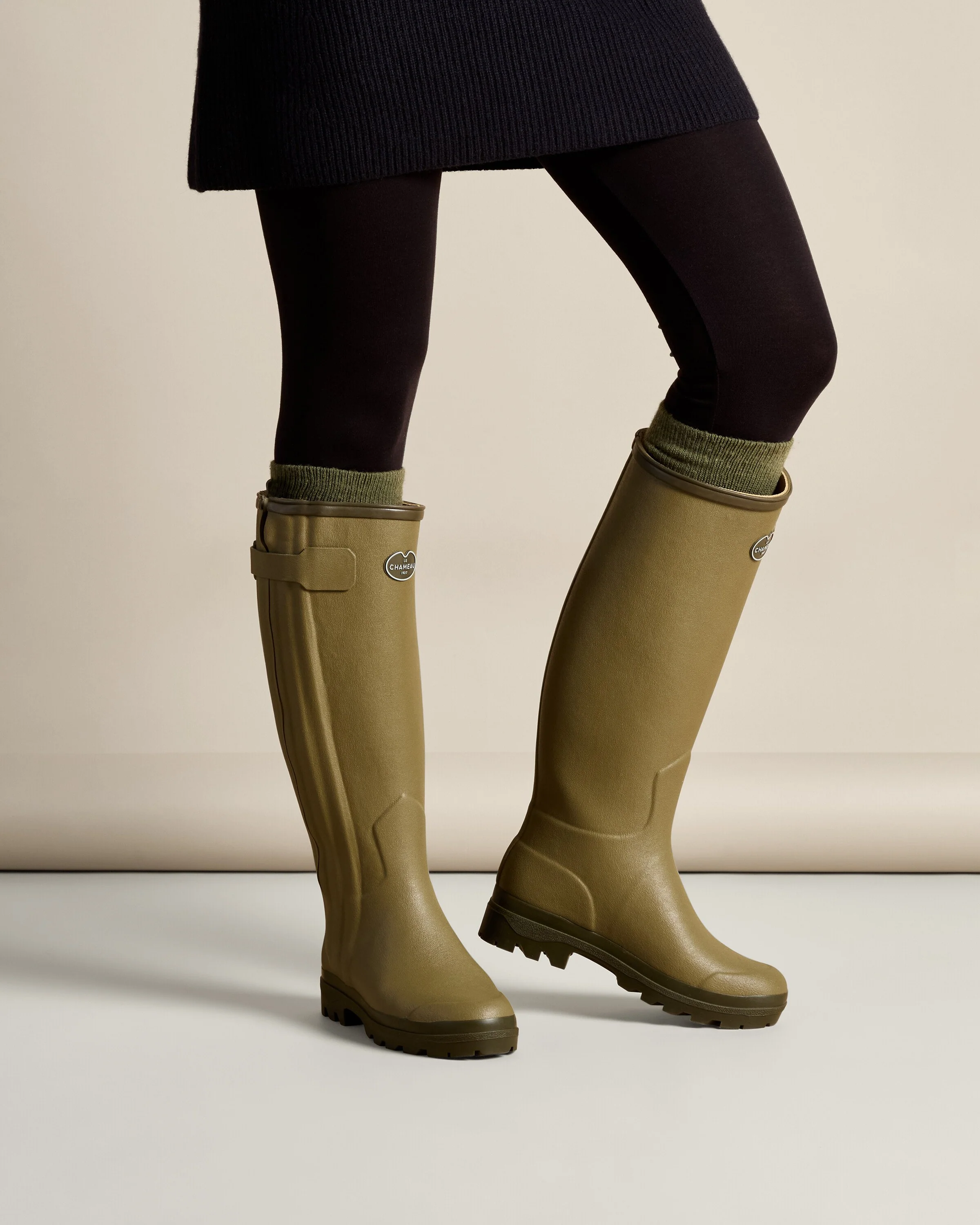 Women's Chasseur Neoprene Lined Wellington Boot - Iconic Green - Image 6