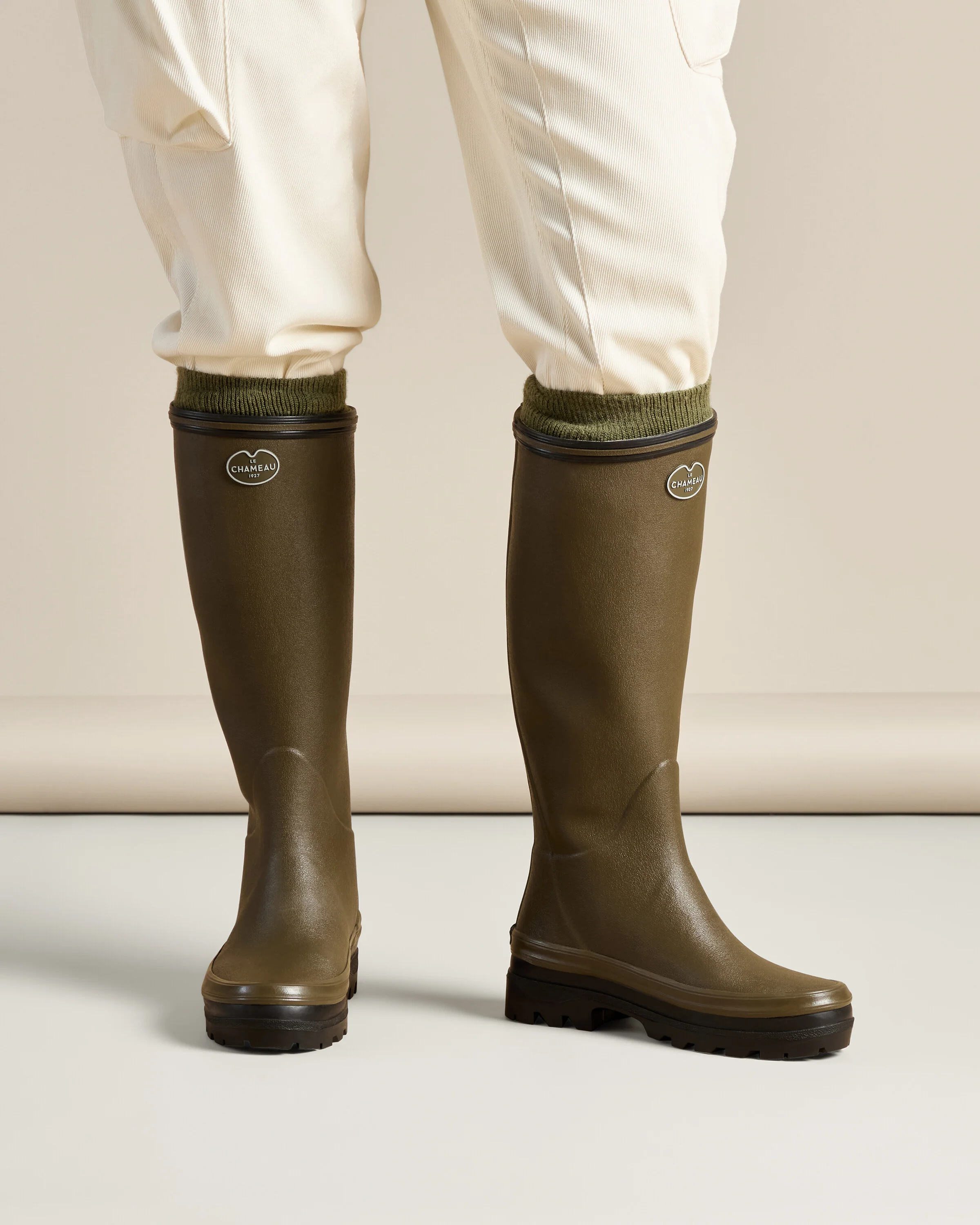 Women's Giverny Jersey Lined Wellington Boot - Chameau Green - Image 6