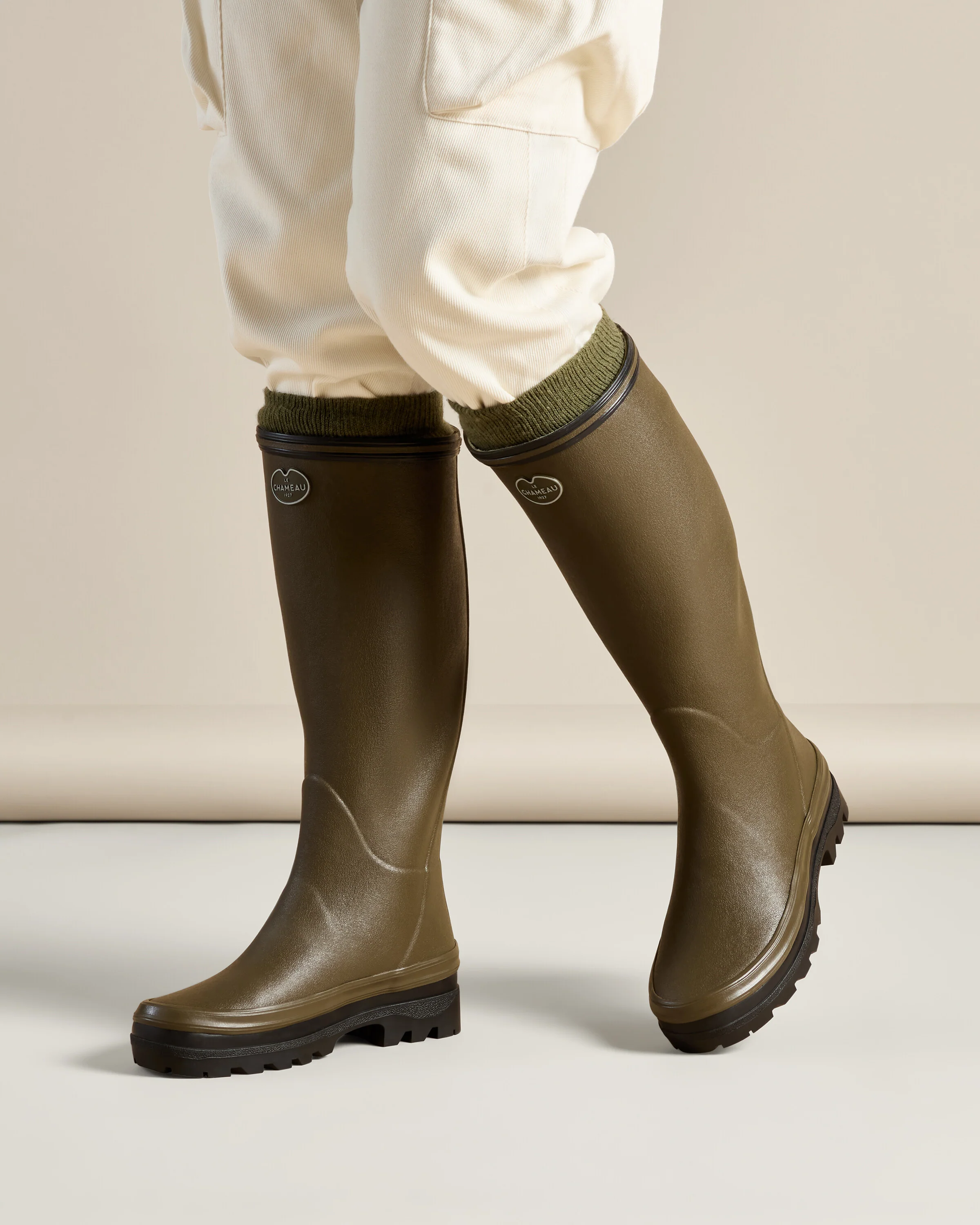 Women's Giverny Jersey Lined Wellington Boot - Chameau Green - Image 8